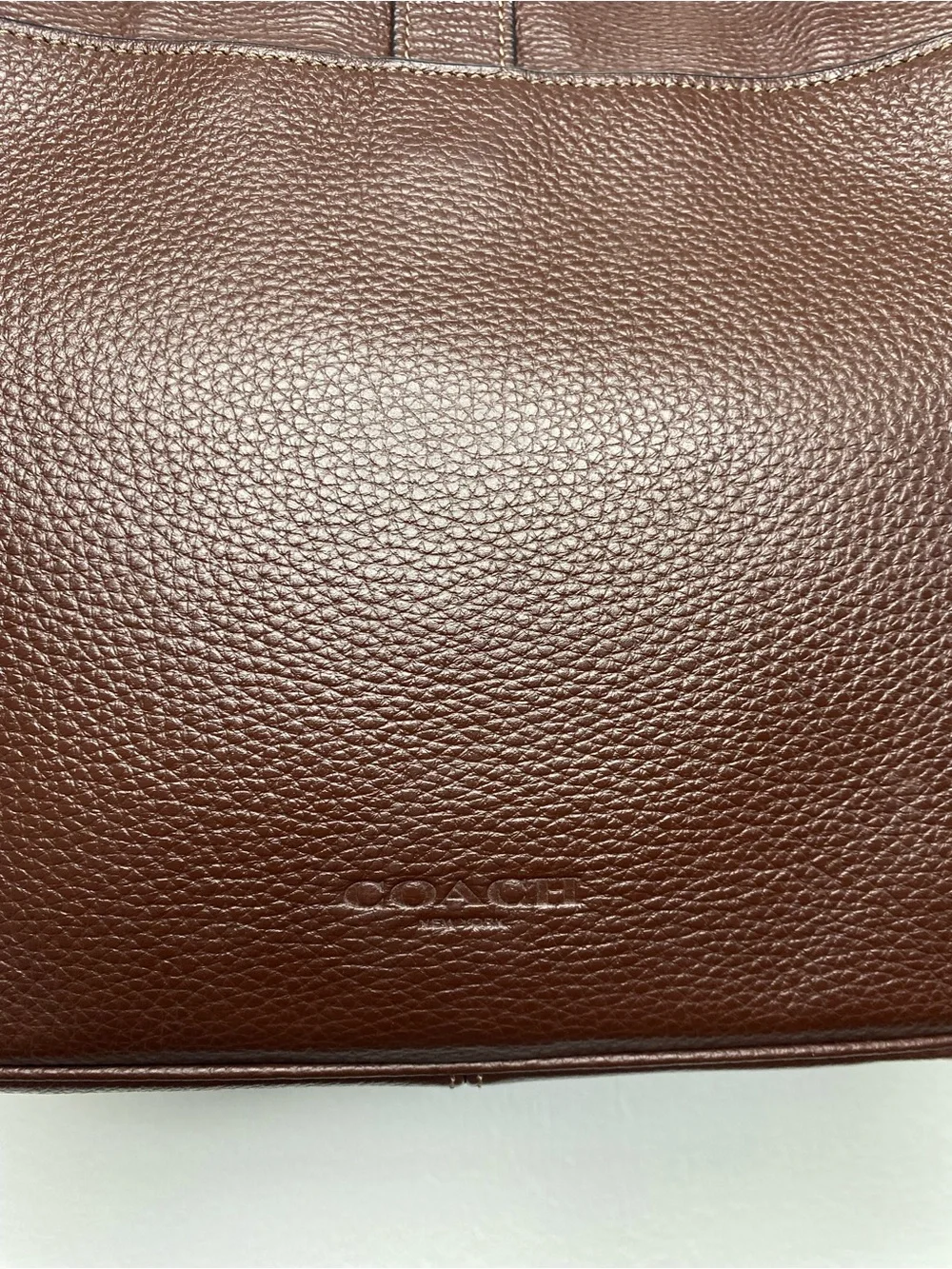 Coach Warner Messenger bag Pebbled Leather Chocolate brown
